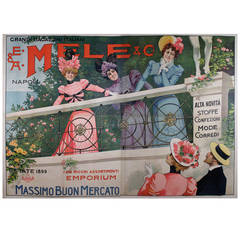 Large Italian Art Nouveau Period Fashion Poster by Aleardo Villa, 1899 9