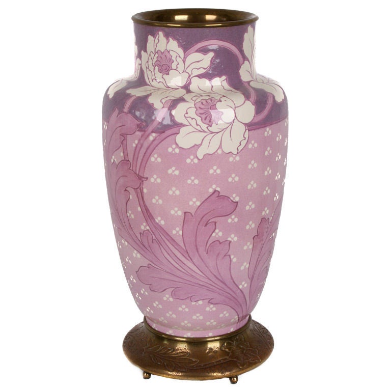 French Art Nouveau Period Ceramic Vase from Luneville For Sale