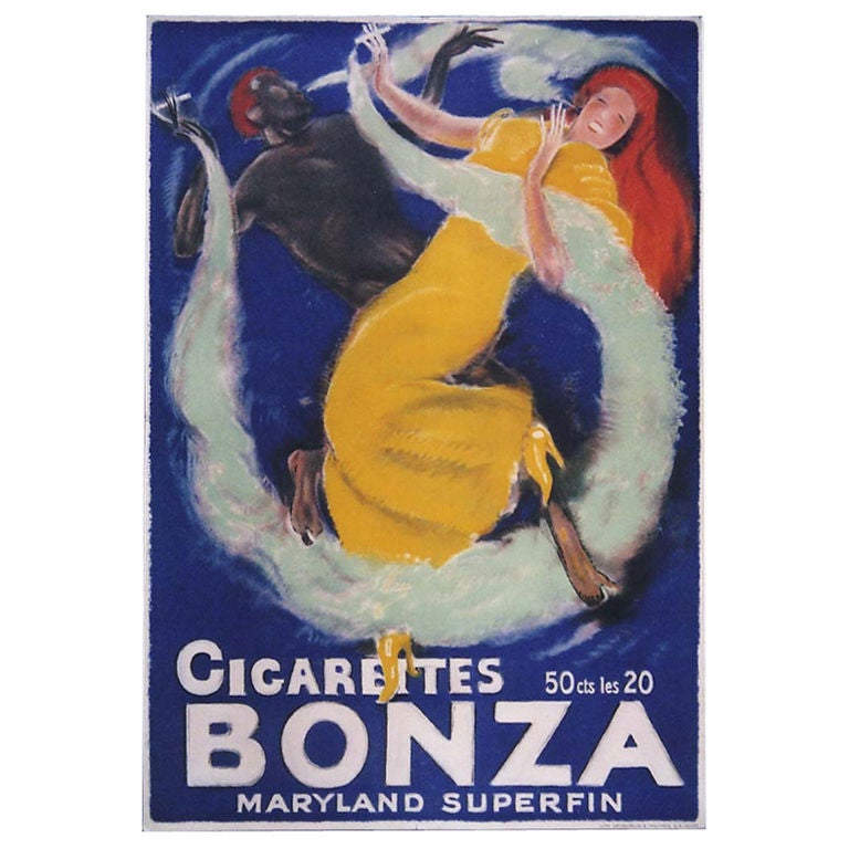 Rare Swiss Art Deco Period Cigarette Poster by Charles Loupot, 1919