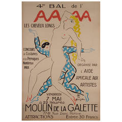 1926 French "Arts Ball" Poster by Tsuguharu Foujita
