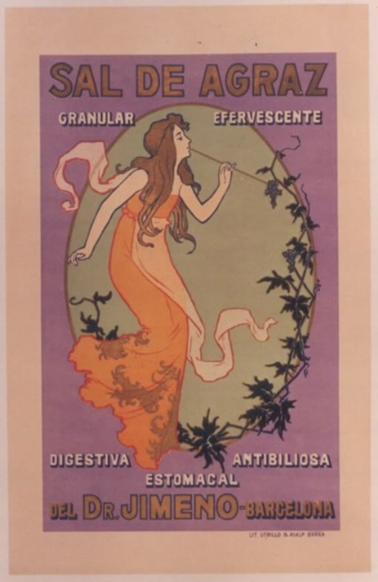 Spanish Art Nouveau Period Pharmaceutical Poster, c. 1900 For Sale