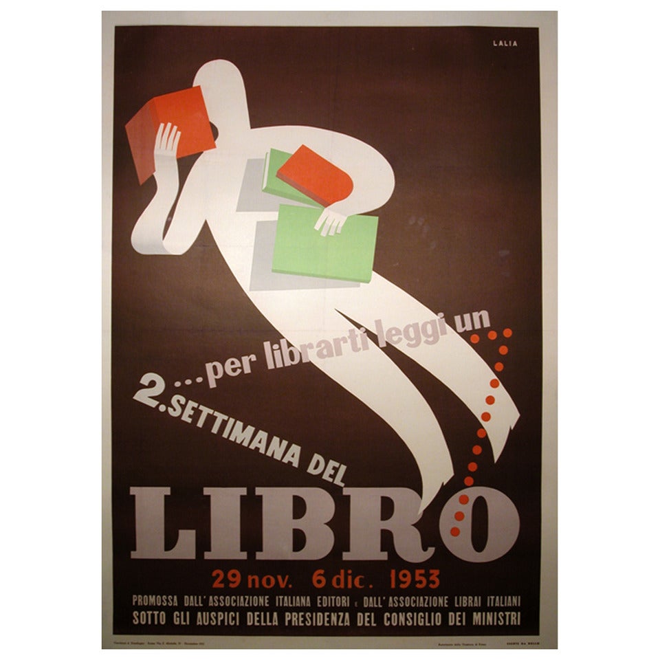 Italian Mid Century Poster to Encourage Reading by Alfredo Lalia, 1953