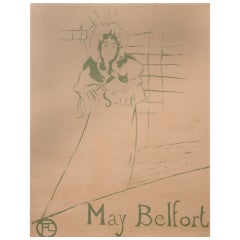 Vintage "May Belfort, " Very Rare Belle Epoque Period Poster by Toulouse-Lautrec, 1895