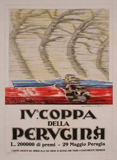 Antique Italian Art Deco Period Race Car Poster by Federico Seneca, 1927