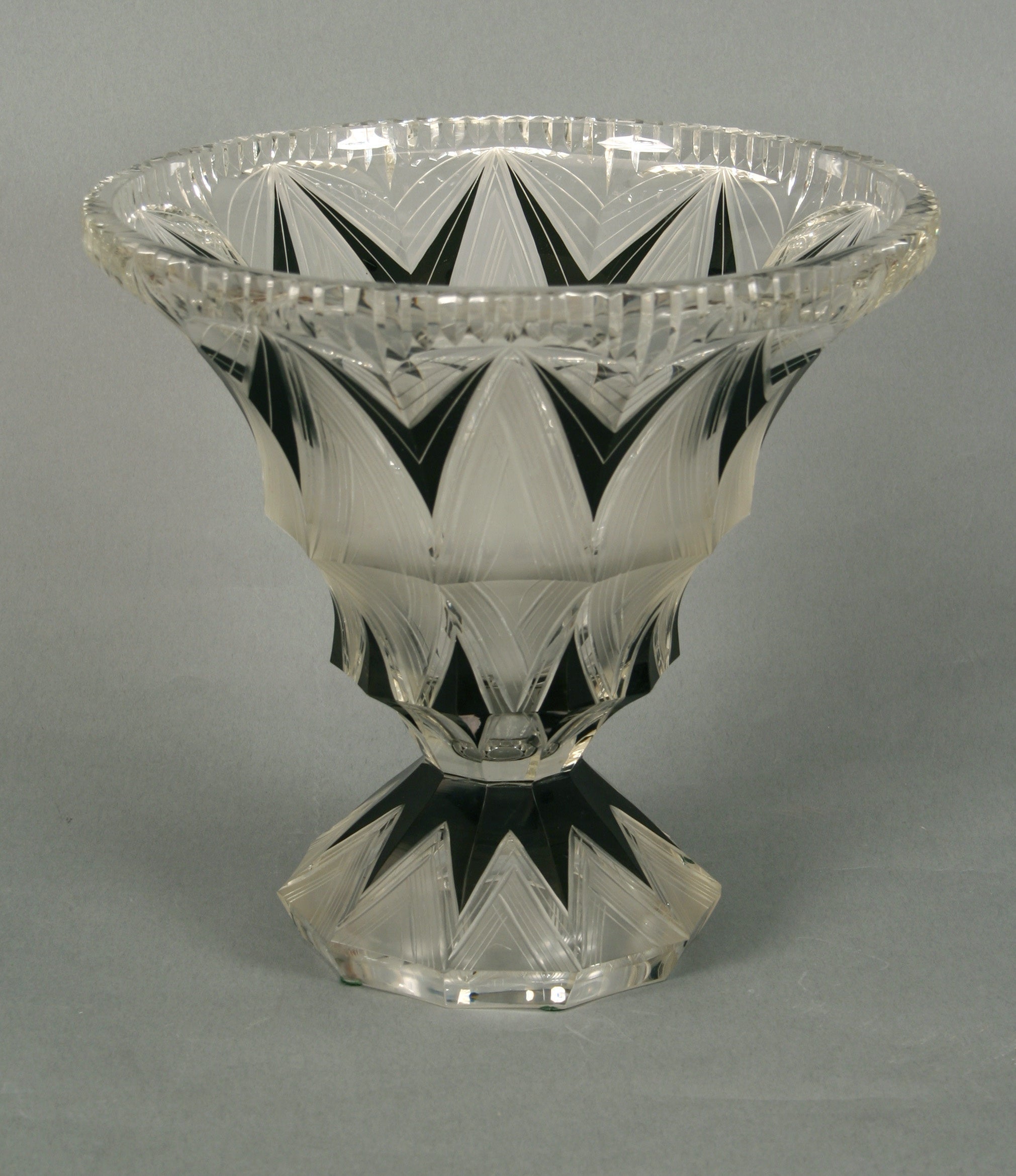 Czech Art Deco Period Cut-Glass Vase, circa 1920s