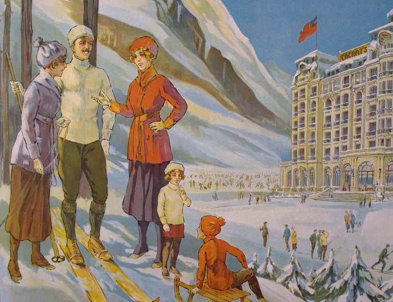 Original French Winter Sports Poster by Faria, c. 1911, 46 x 62