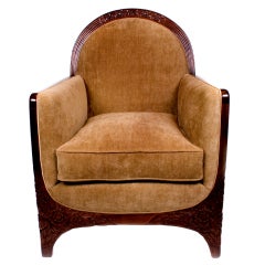 French Art Deco Period Carved Walnut Armchair