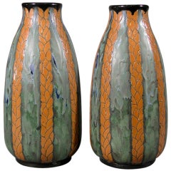 Pair of Belgian Art Deco Period Vases by Maurice Dufrene, circa 1920s 12