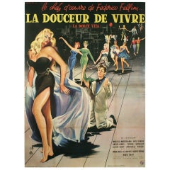 Vintage French Movie Poster for "La Dolce Vita," by Yves Thos, 1960 4