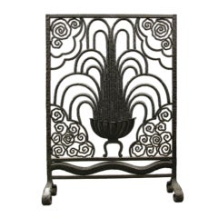 Antique Rare Art Deco Period Wrought Iron Fire Screen by Paul Kiss