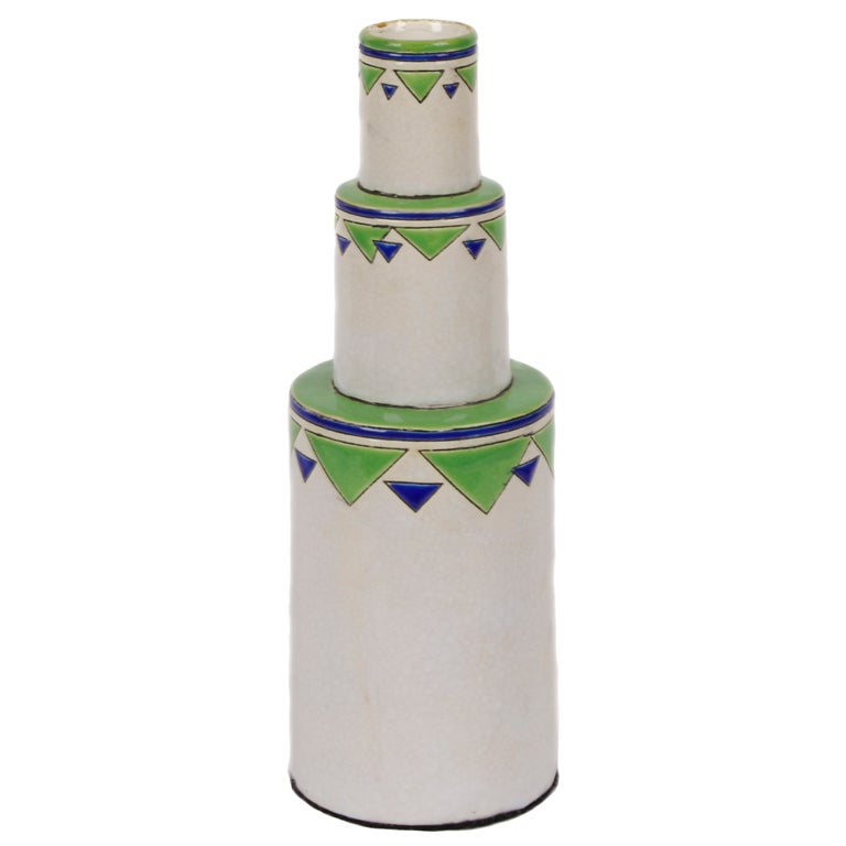Belgian Art Deco Period Ceramic Vase by Boch Freres Keramis, circa Late 1920s For Sale