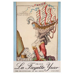 Vintage French Poster Celebrating the Bicentenary of Lafayette's Birth, 1957