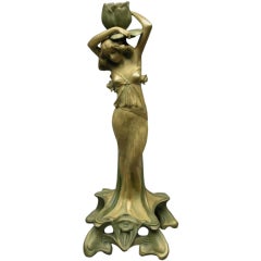 Austrian Art Nouveau Period Ceramic Candlestick by Ernst Wahliss