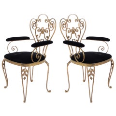 Pair of Italian Textured Wrought Iron Chairs from the 1950s 10