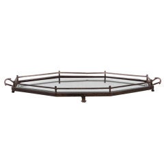 Vintage French Mirrored Wrought Iron Tray in the Style of Edgar Brandt