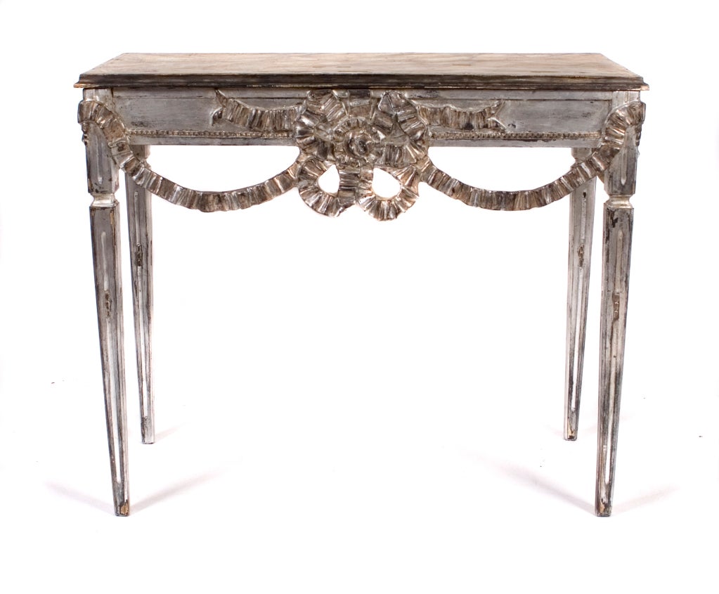 Pair of Italian Silver Leaf Consoles, Early 1900s In Good Condition In Chicago, IL