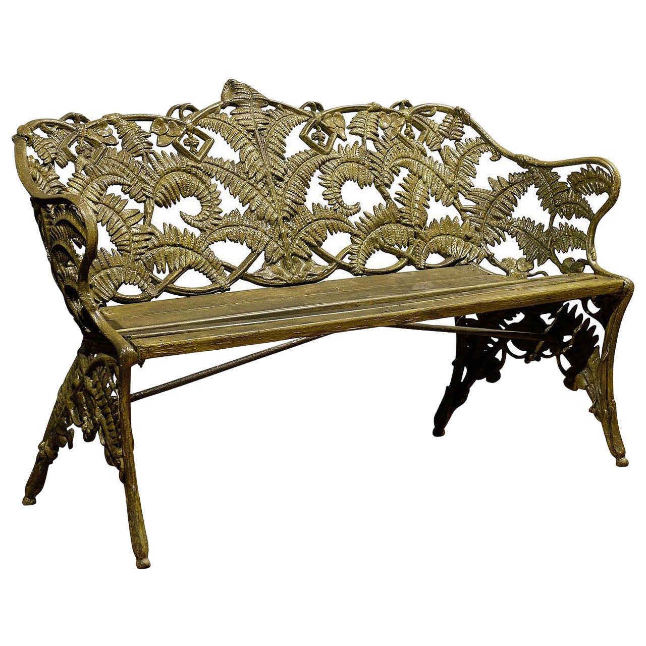Late 19th Century Coalbrookdale Foundry Fern and Blackberry Pattern Garden Bench