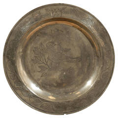 18th Century Wriggle Work Pewter Charger