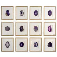 Original Purple Brazilian Agates with Silver Leaf Frame