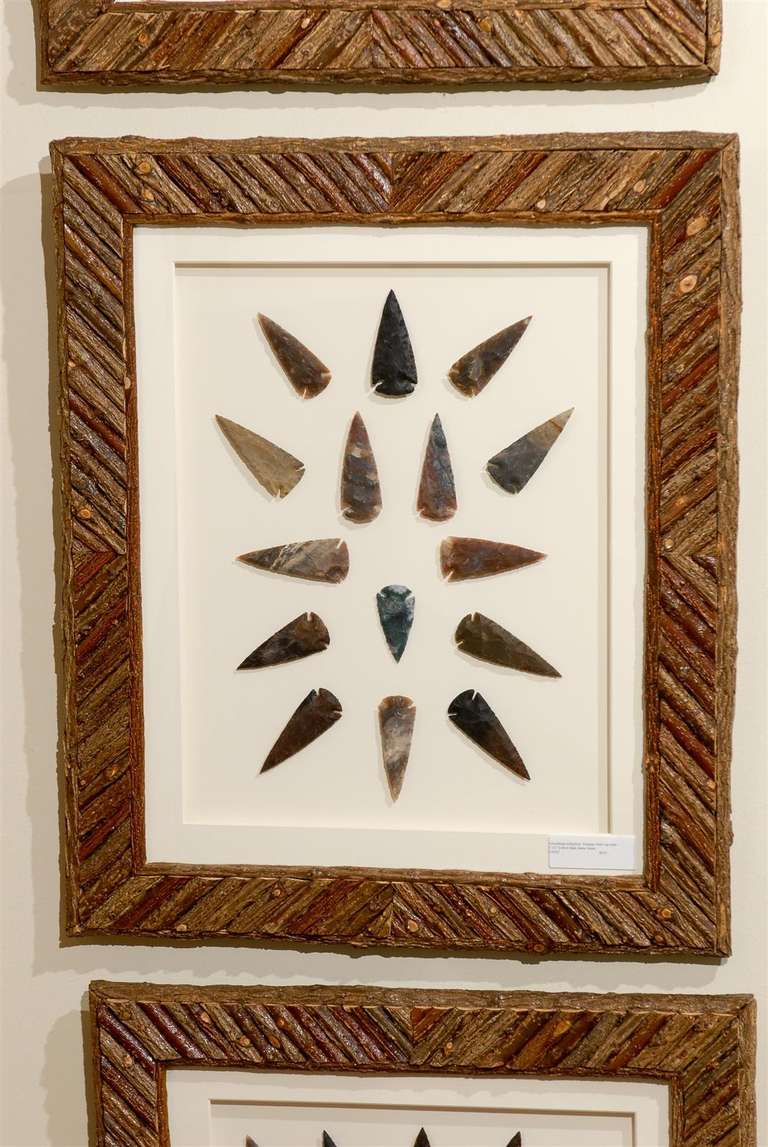 Arrowhead Collection in Hand Crafted Frames In Excellent Condition In Atlanta, GA