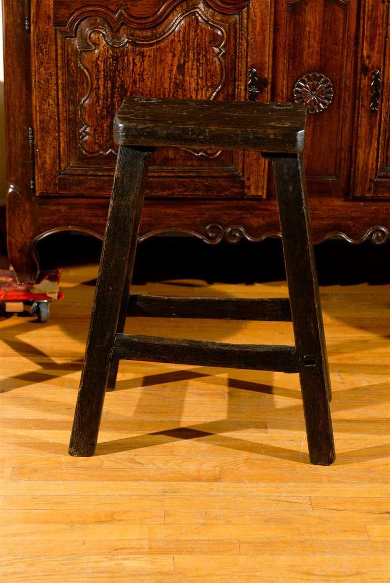 Wood Wonderful English Country Stool C1850 For Sale