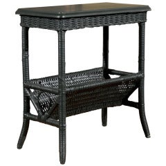 Circa 1920 Wicker Table with Book or Magazine Holder