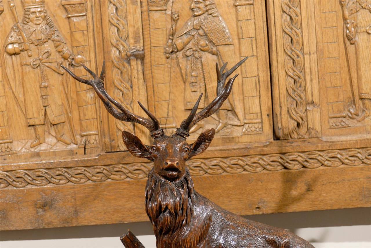19th Century Black Forest Stag Clock, circa 1870s For Sale