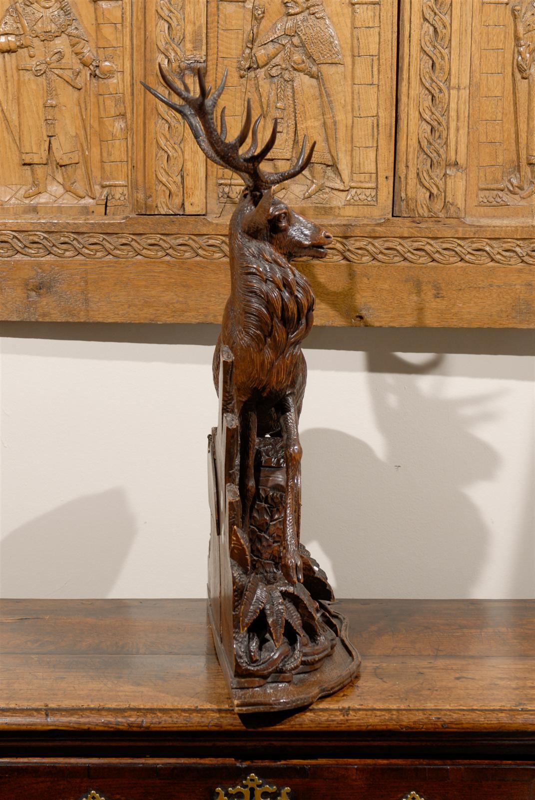 Black Forest Stag Clock, circa 1870s For Sale 1