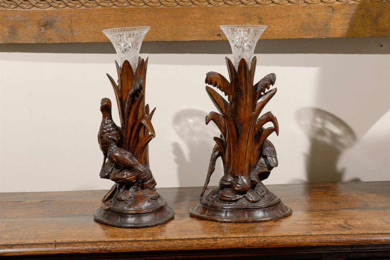 Very Rare Pair of Black Forest Epergnes or Vases, circa 1880 2