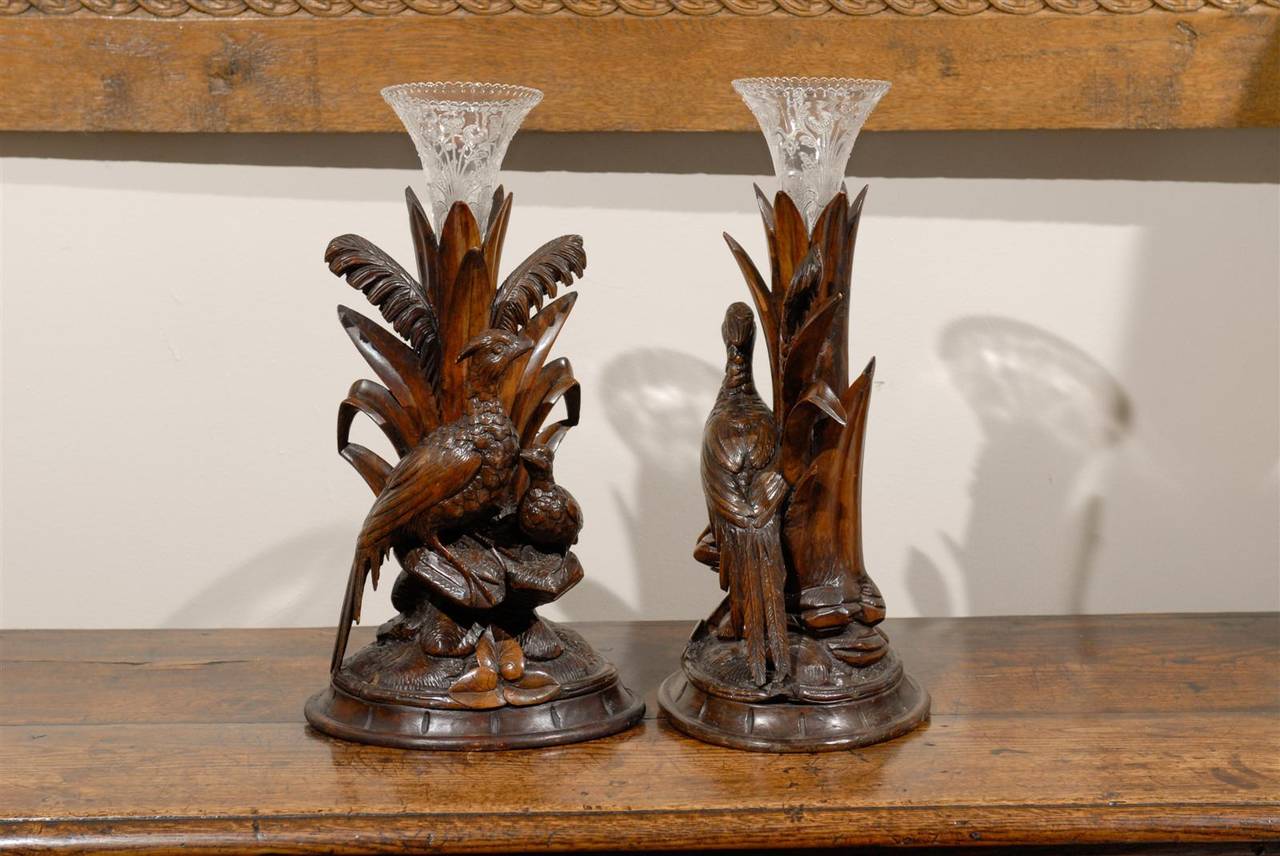 Very Rare Pair of Black Forest Epergnes or Vases, circa 1880 1
