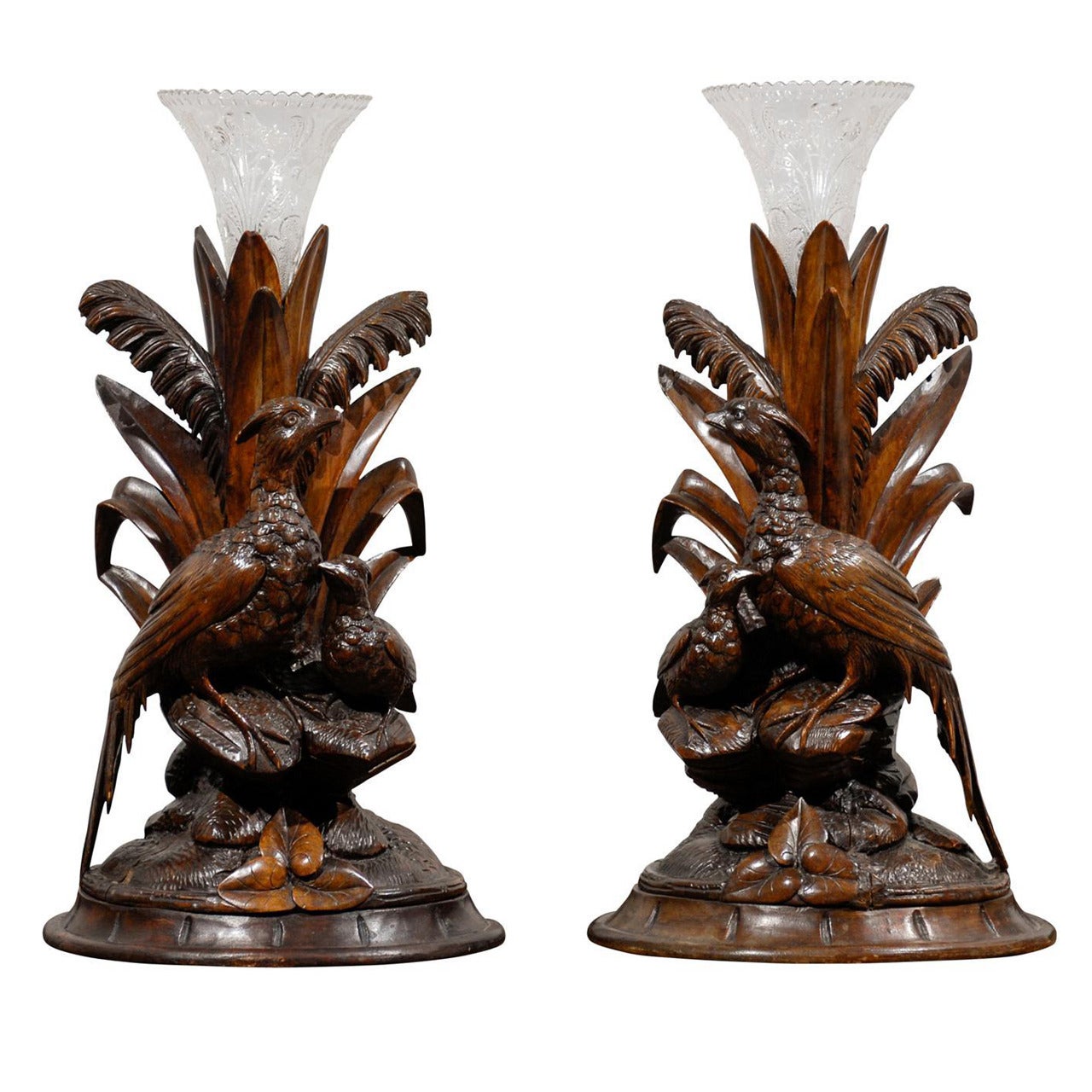 Very Rare Pair of Black Forest Epergnes or Vases, circa 1880