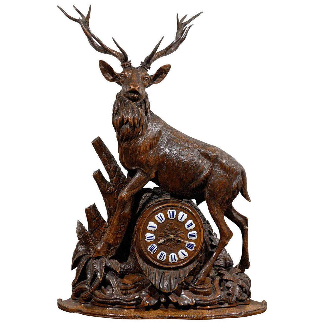 Black Forest Stag Clock, circa 1870s For Sale
