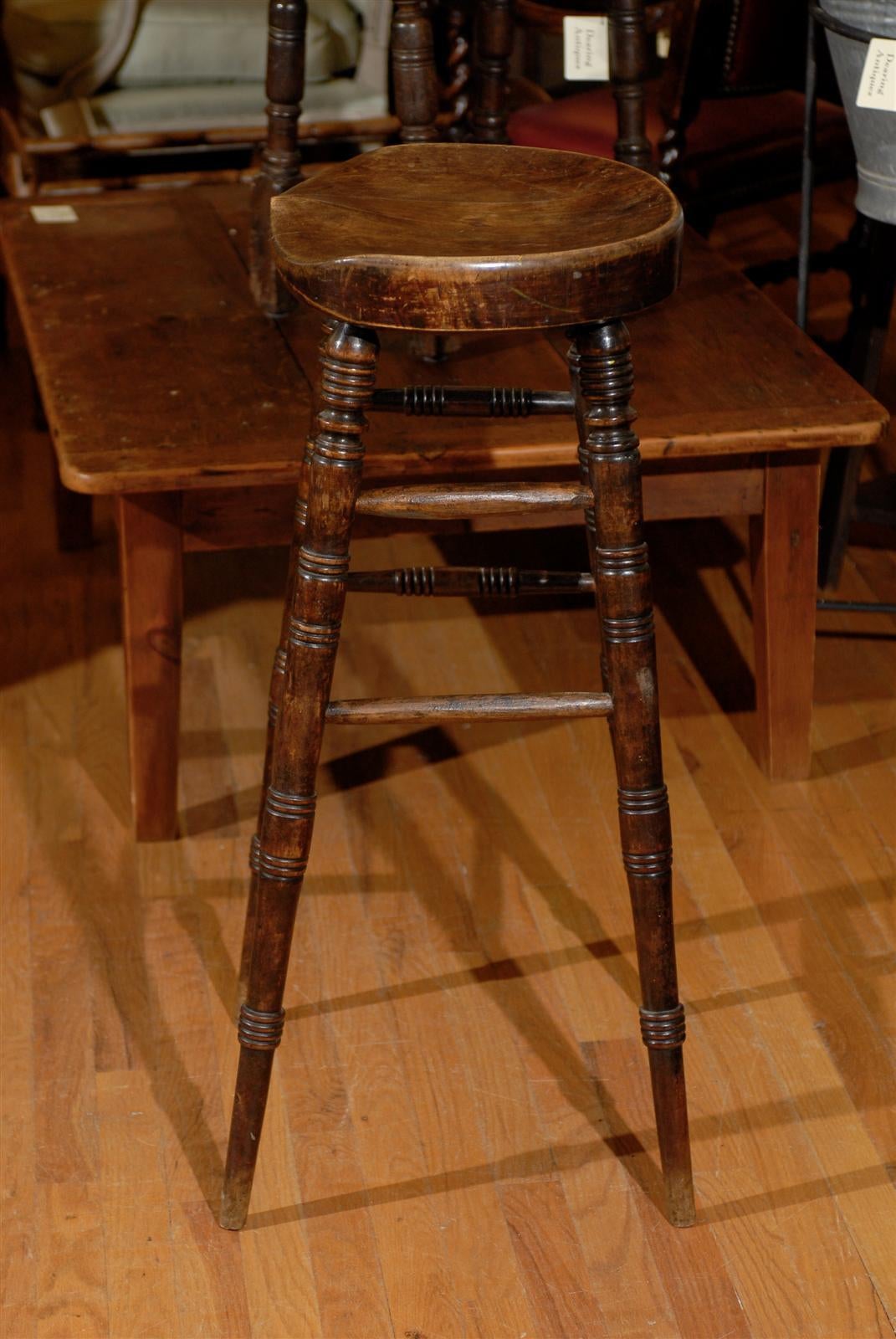 Joinery English Bar Stool with a Saddle Shaped Seat