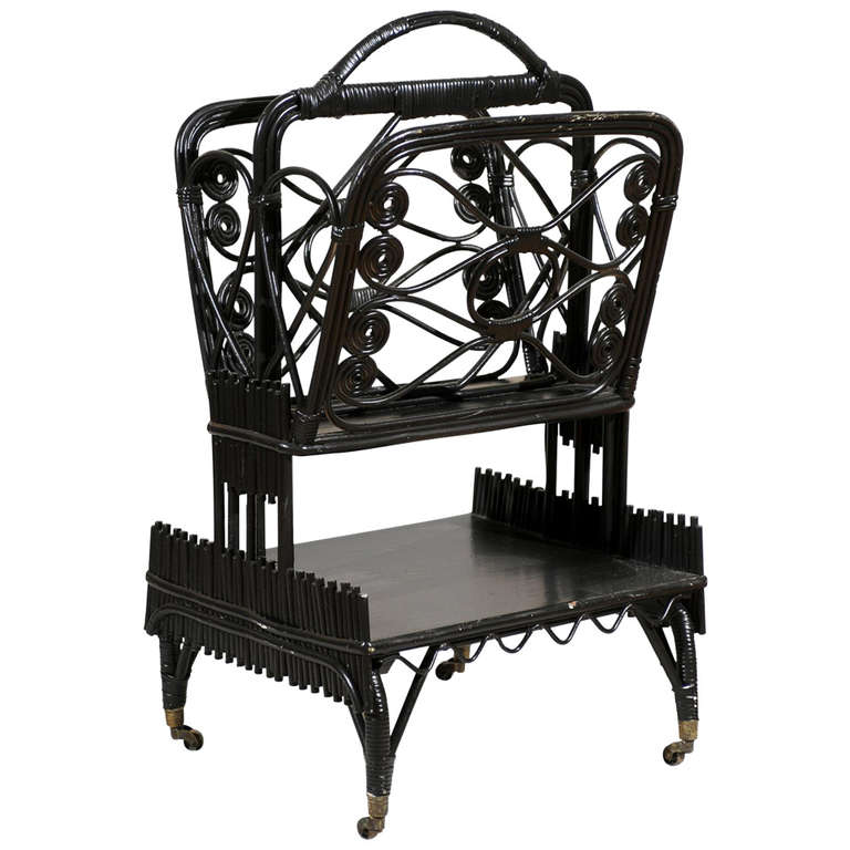 American Antique Wicker Magazine Holder circa 1900 For Sale at 1stDibs