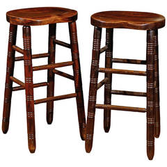 Antique Great Pair of English Bar Stools