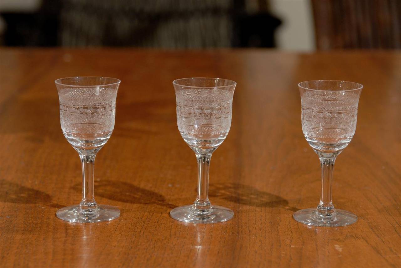 Glass Rare Black Forest Decanter Set and Cordial Stand