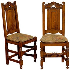 Antique Pair of 19th Century English Oak Side Chairs