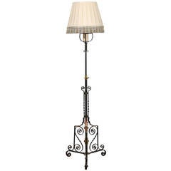 Floor Lamp with Copper Leaves and Intricate Details on Base