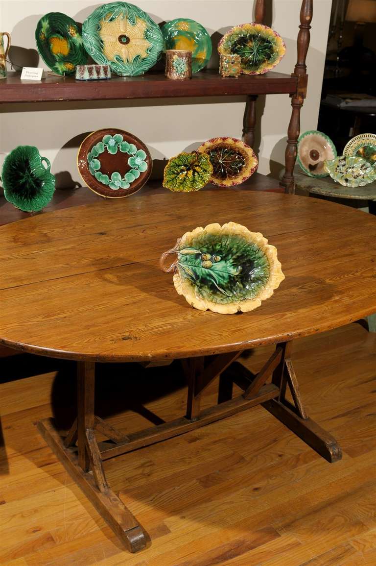 Antique Majolica Oak Leaf Acorn Plate at 1stdibs