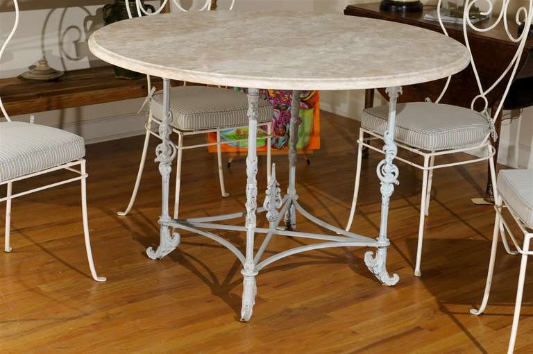 Iron Table with Marble Top and Four Chairs 3