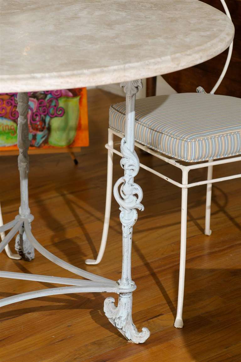 Iron Table with Marble Top and Four Chairs 1