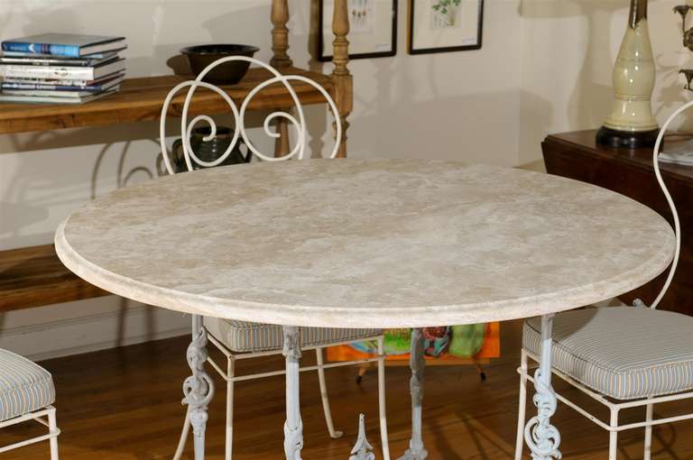 Iron Table with Marble Top and Four Chairs 2