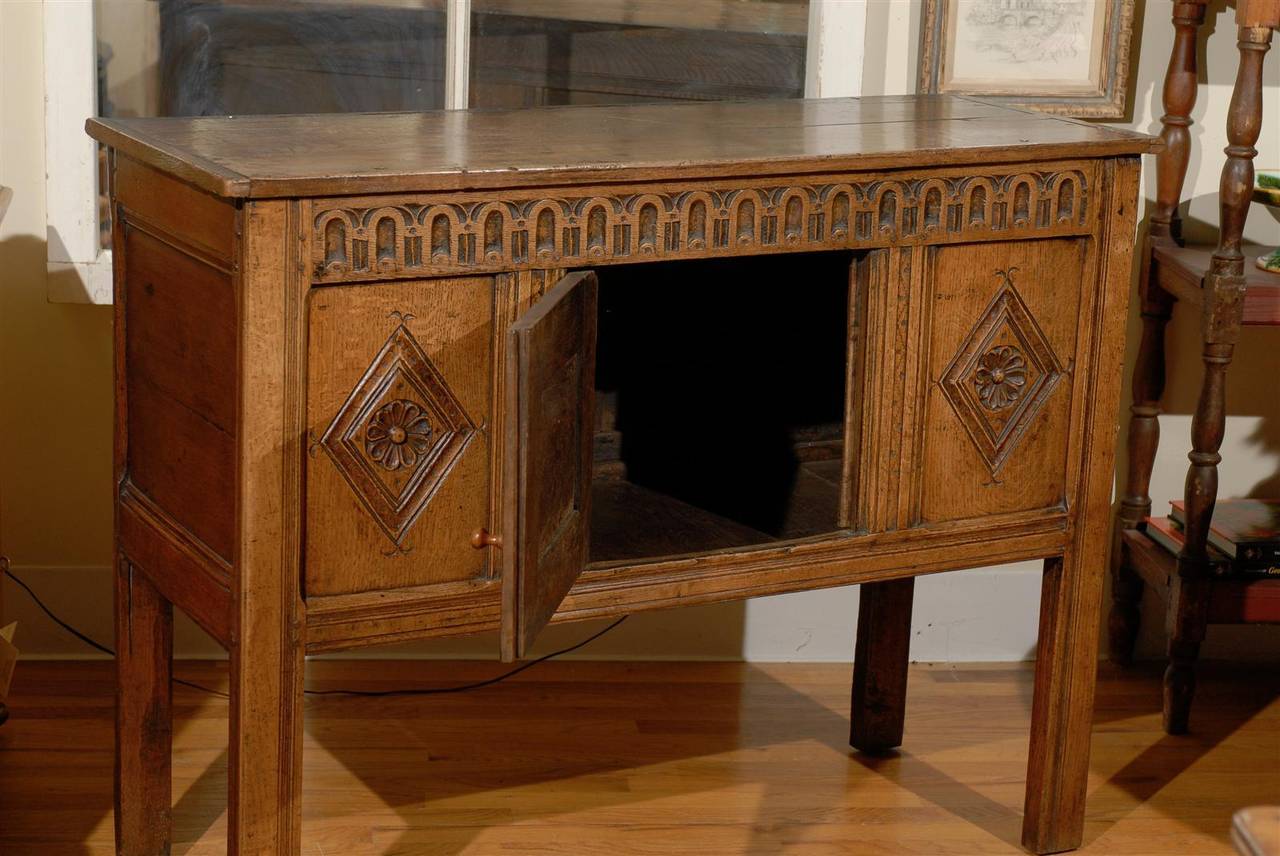 Hand-Carved Lovely 17th c English Cabinet or Buffet
