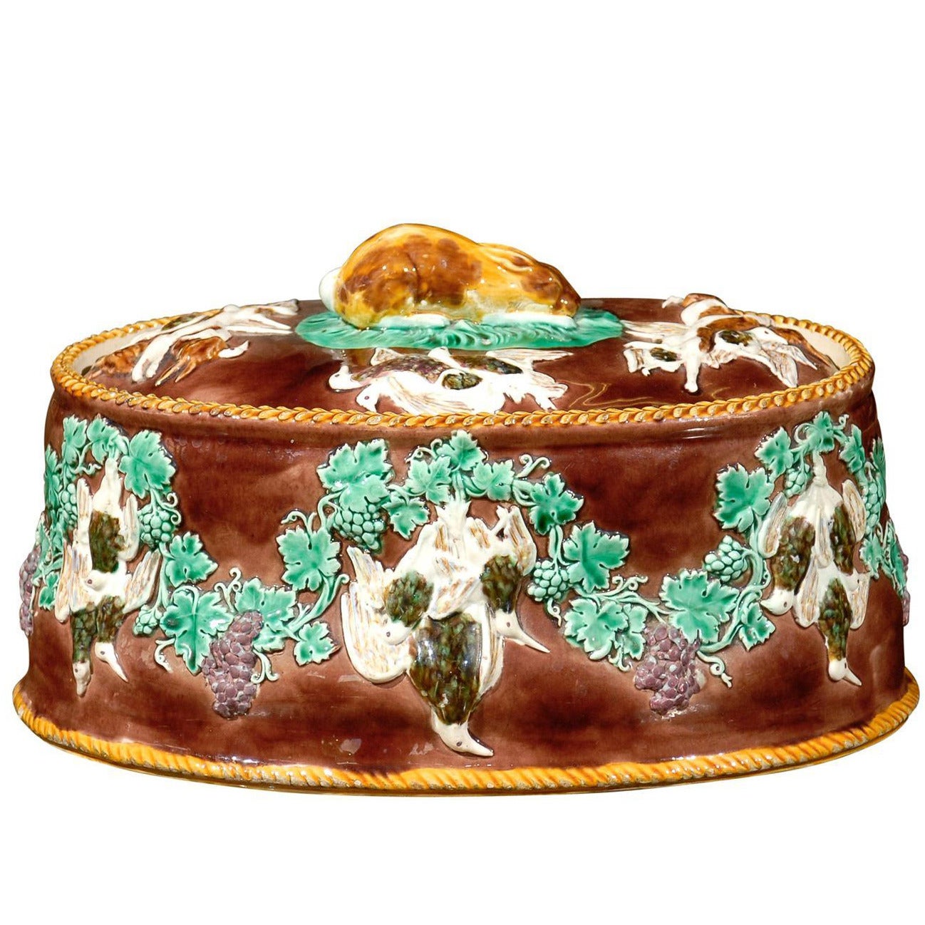 Majolica Wedgwood Game Pie Dish, 19thc For Sale