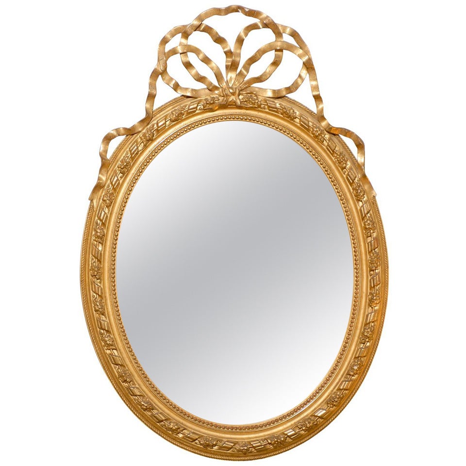 Louis XVI Style Oval Gilt Mirror For Sale