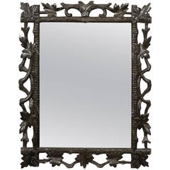 Carved Swiss Black Forest Frame with Mirror, circa 1870 -1900
