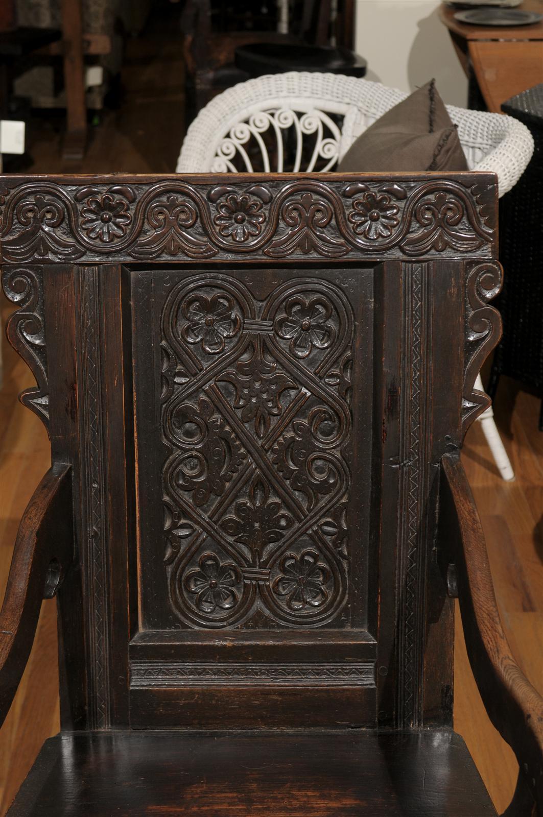 18th Century Oak Carved Chair For Sale 1