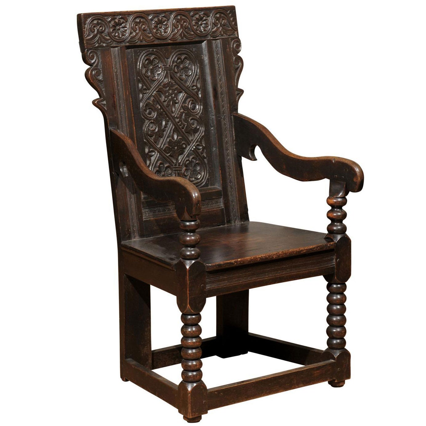 18th Century Oak Carved Chair For Sale