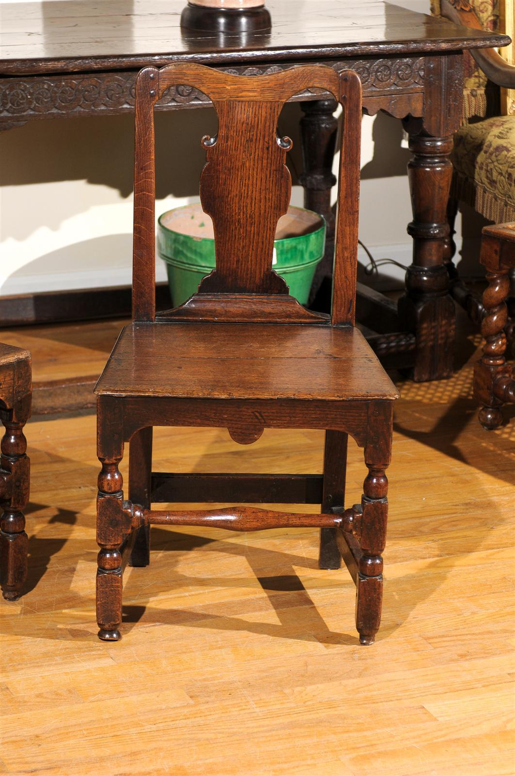 Joinery Pair of English Oak Side Chairs 19th Century