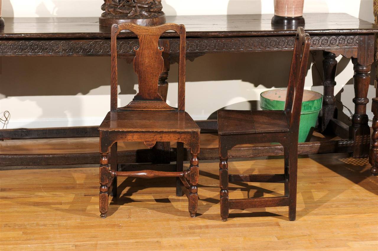 Pair of English Oak Side Chairs 19th Century 3